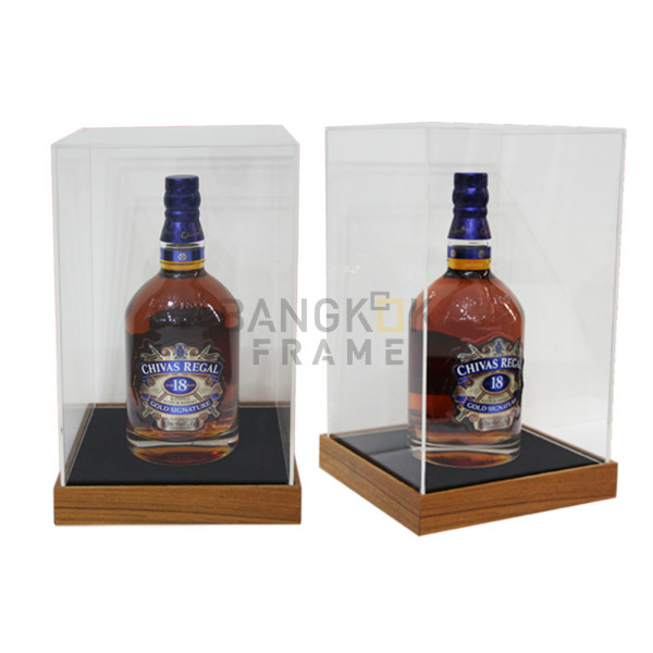 กรอบกล่องใสโชว์สินค้าฐานไม้